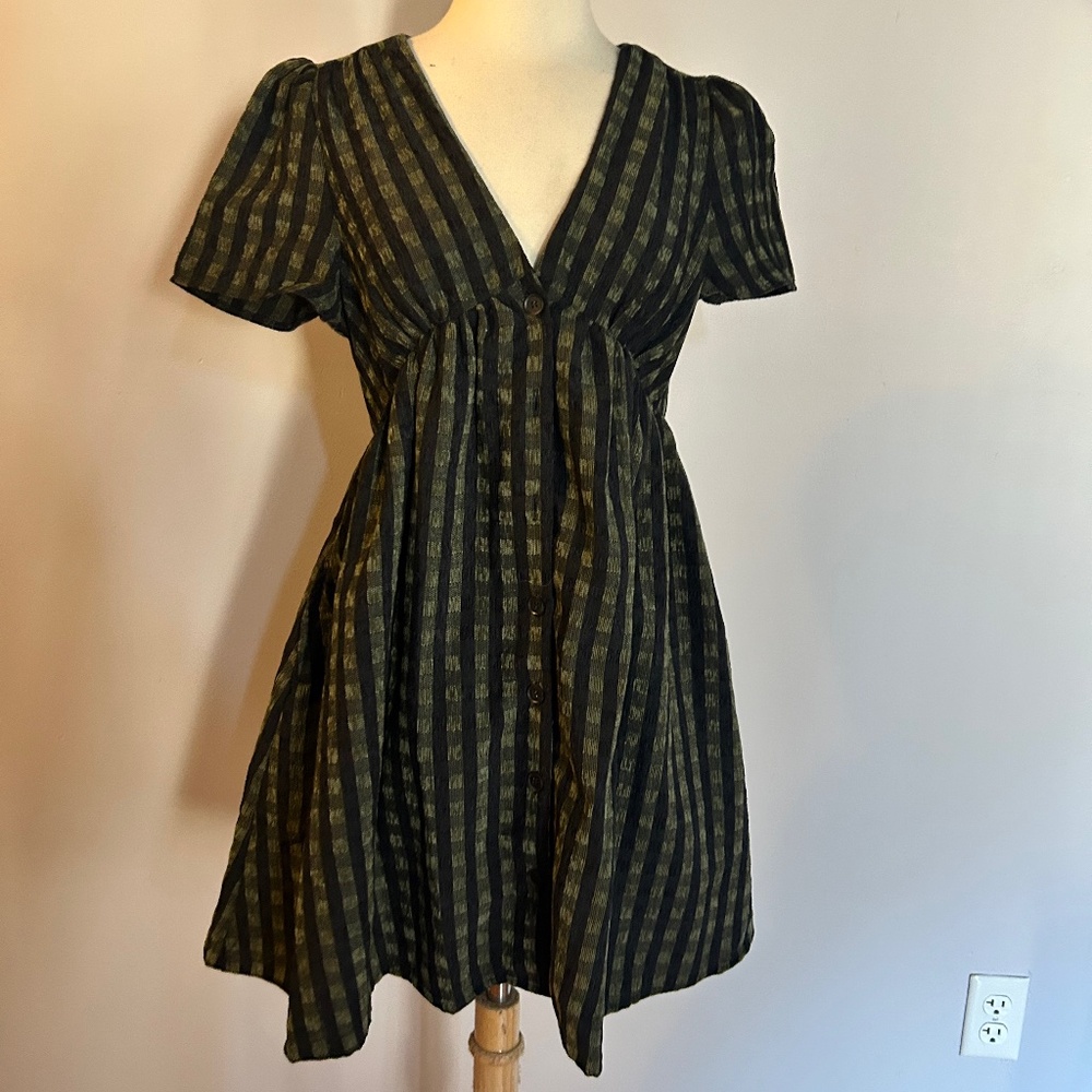 Disturbia Green Checkered Mini Dress